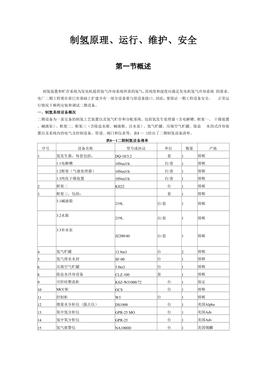 制氢原理、运行、维护、安全.docx_第1页