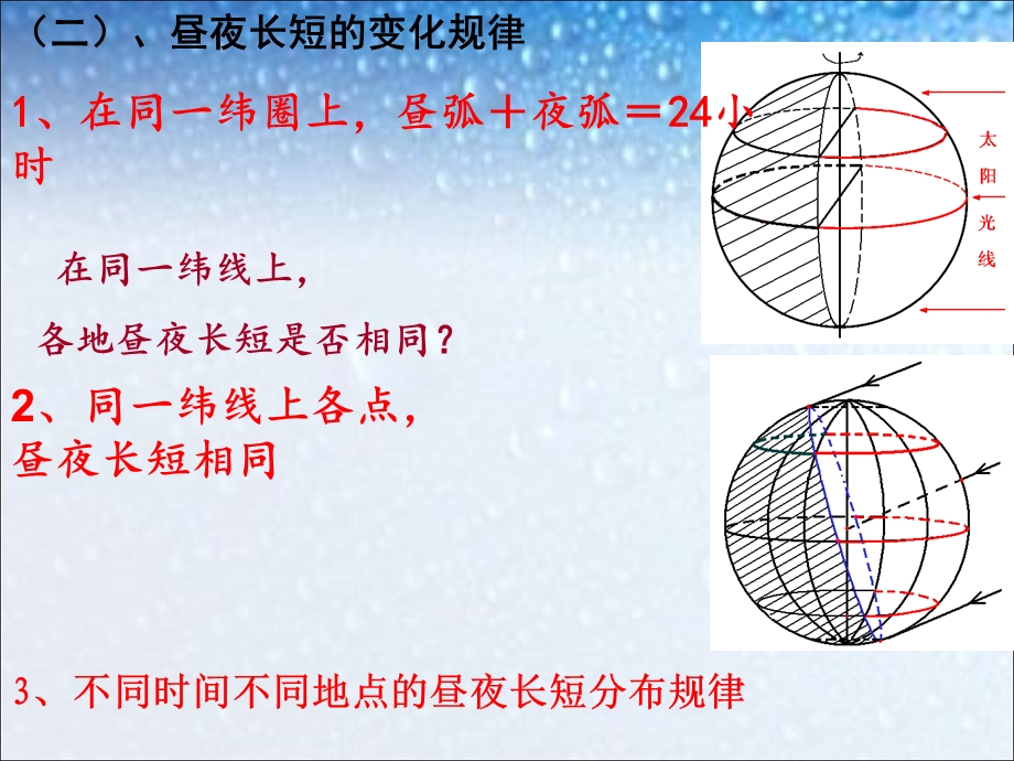 地球公转的地理意义(一)昼夜长短的变化规律.ppt_第3页