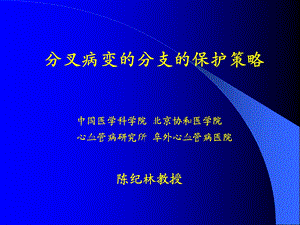 分叉病变的分支的保护策略.ppt