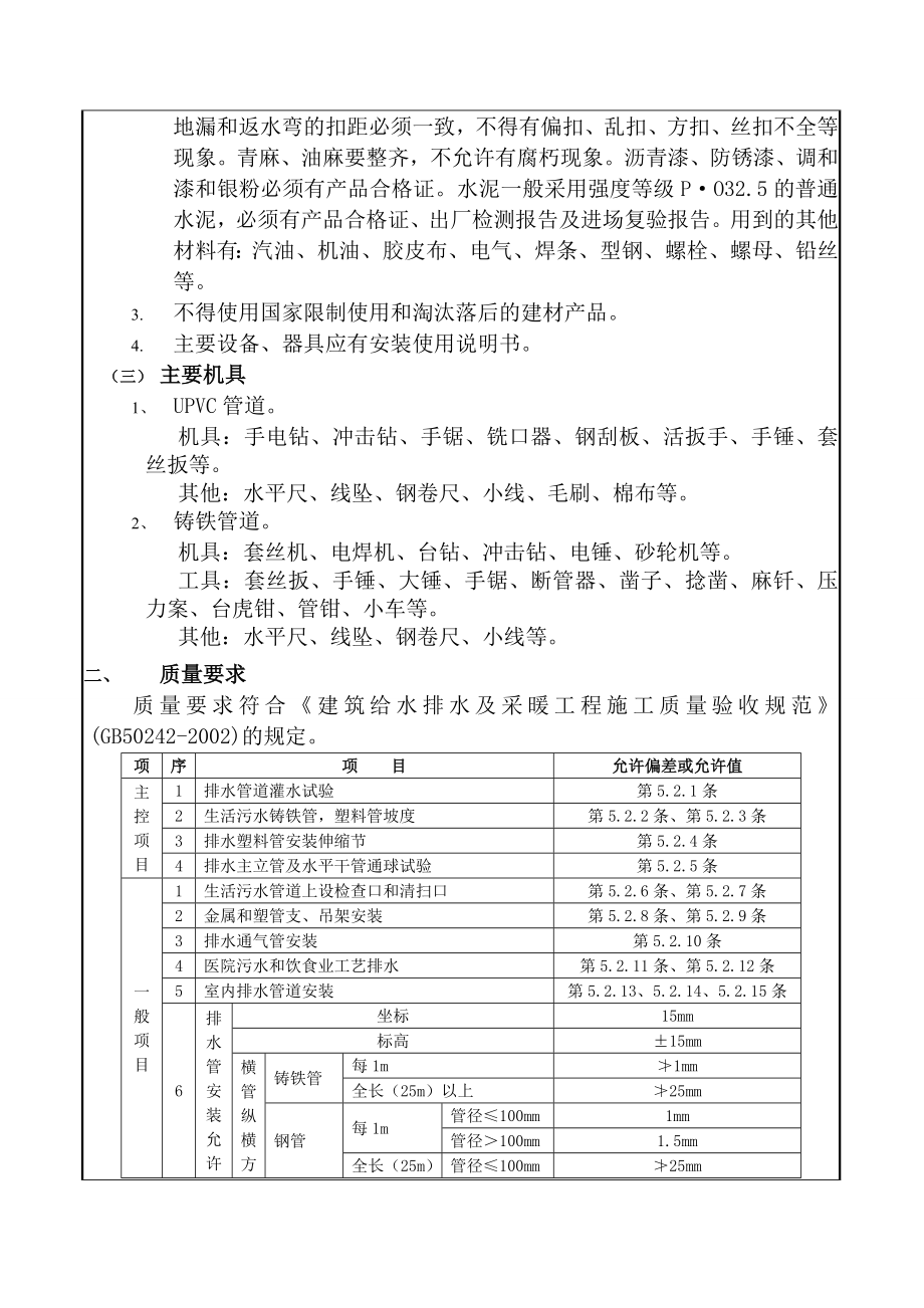 室内排水管道安装工程技术交底记录.doc_第2页