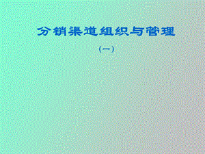 分销渠道组织与管理.ppt