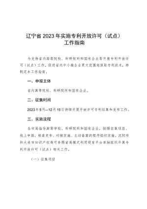 辽宁省2023年实施专利开放许可试点工作指南.docx