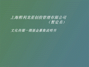 创投募资计划书.ppt