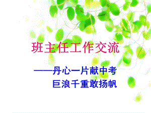 班主任工作交流,恳谈.ppt