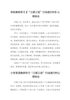 （共三篇）学校教师学习【“三抓三促”行动进行时】心得体会.docx