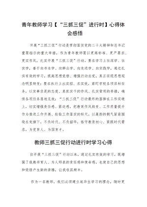 （共三篇）青年教师学习【“三抓三促”进行时】心得体会感悟.docx