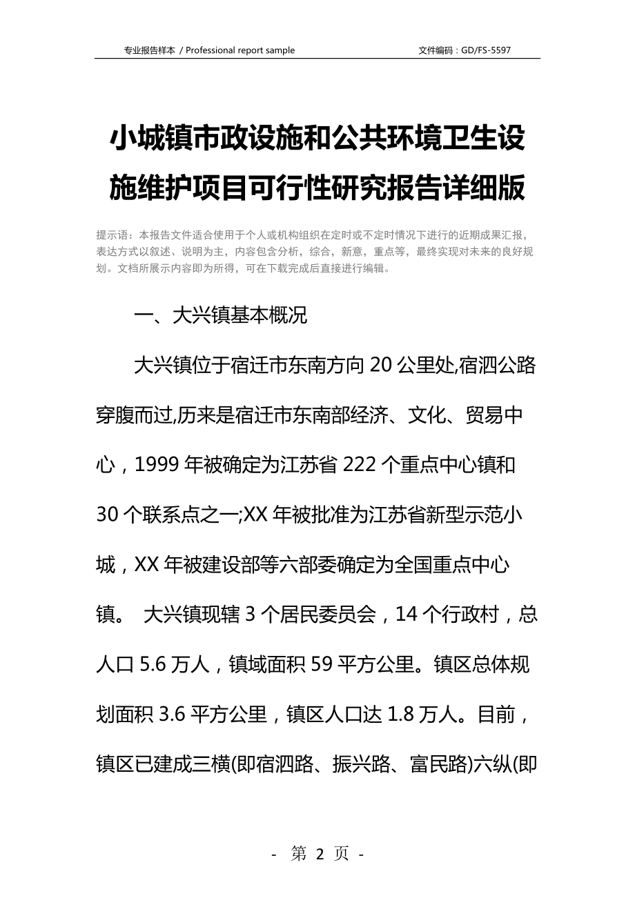 小城镇市政设施和公共环境卫生设施维护项目可行性研究报告详细版.docx_第2页