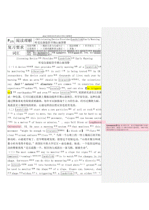 P175阅读理解36Listening Device Provides Landslide Early Warning听觉仪器提供早期山崩预警.doc