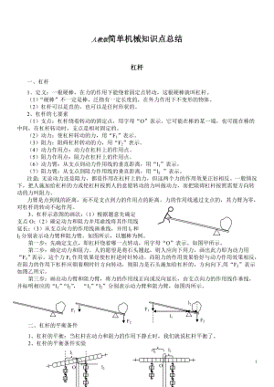 初三物理人教版简单机械知识点总结(4张）.doc