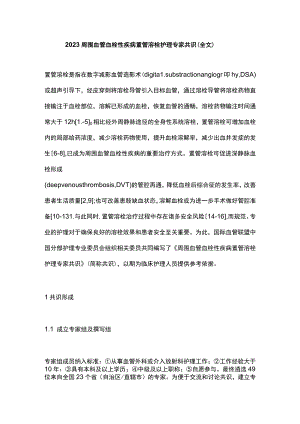 2023周围血管血栓性疾病置管溶栓护理专家共识（全文）.docx