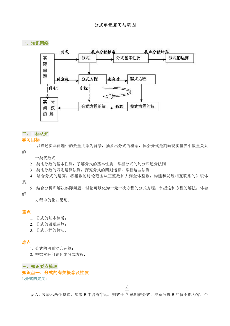 分式单元复习与巩固精讲精练.doc_第1页