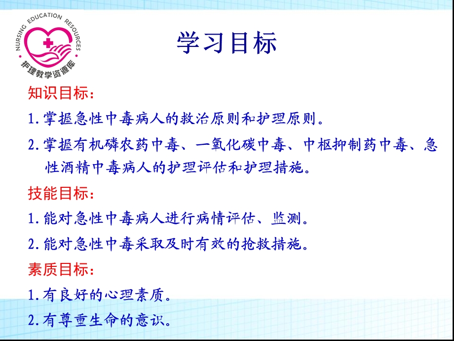 急救护理课件习题及的答案06第六章 急性中毒救护文档资料.ppt_第1页