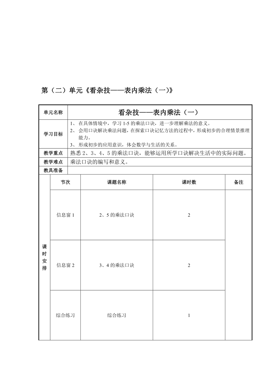 最新第二单元看杂技——表内乘法一.doc_第1页