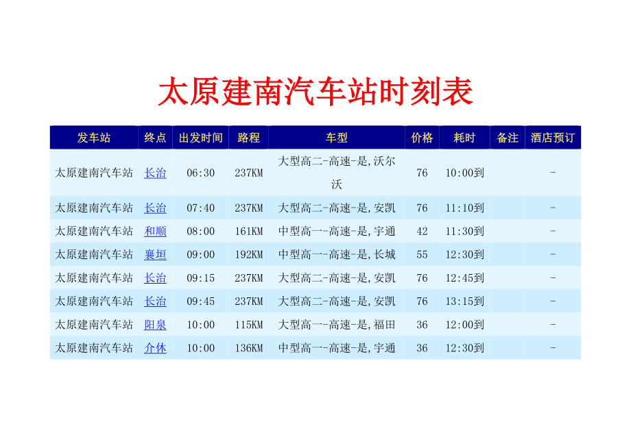 [交通运输]太原建南汽车站时刻表.doc_第1页