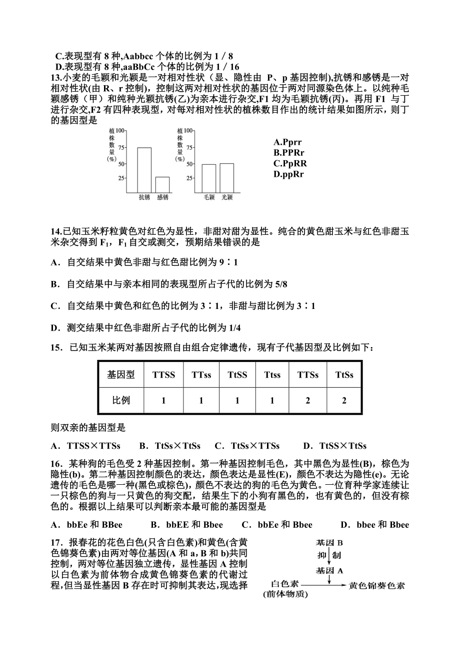 一轮复习基因分离与自由组合周测.doc_第2页