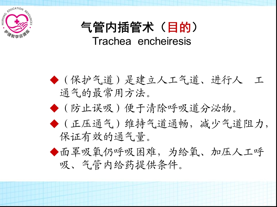 急救护理课件习题及的答案04第四章 常用急救技术 第2节　气管内插管术切开术文档资料.ppt_第3页