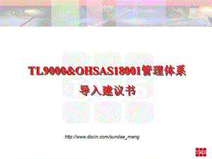 TL9000OHSAS18001管理体系导入建议书.ppt