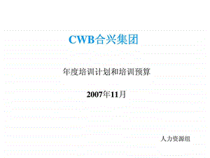 CWB合兴集团培训计划和培训预算.ppt