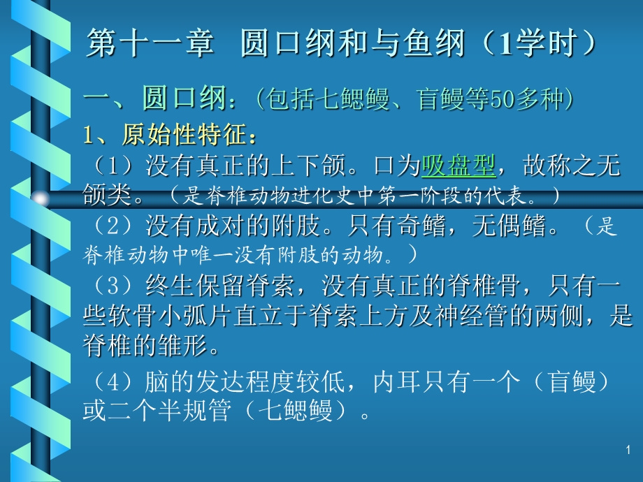 第十一章圆口纲和与鱼纲1学时.ppt_第1页