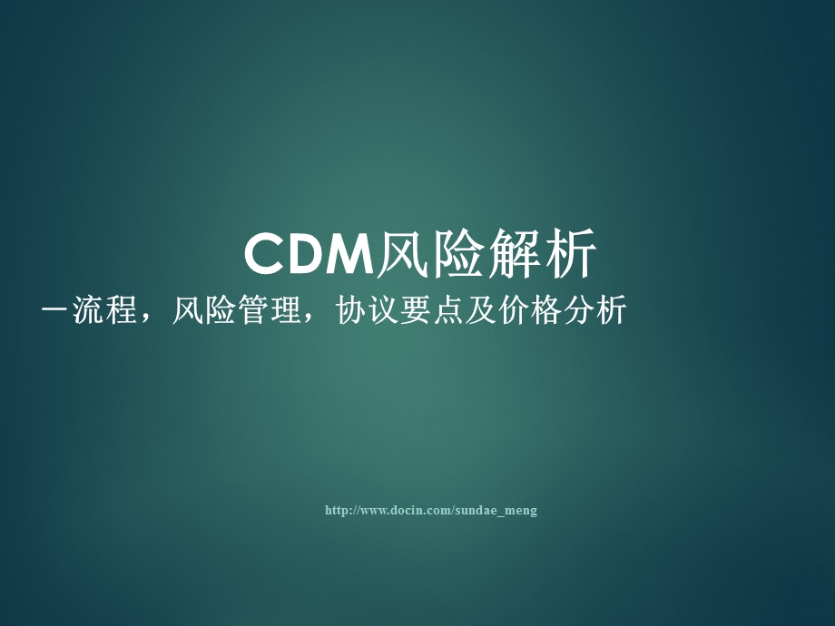 课件CDM风险解析流程风险管理协议要点及价格分析.ppt_第1页