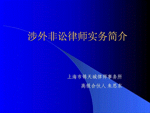 涉外非讼律师实务简介上海律师协会培训课程.ppt