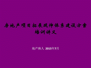 房地产项目拓展延伸体系建设方案培训讲义教程PPT模板.ppt