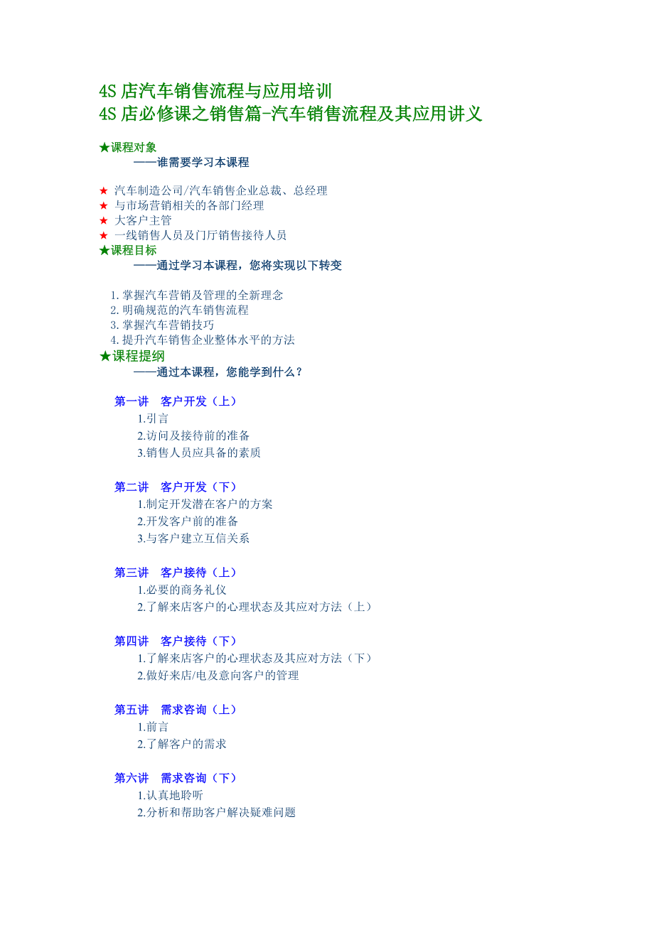 [工作范文]4S店汽车销售流程与应用培训.doc_第1页