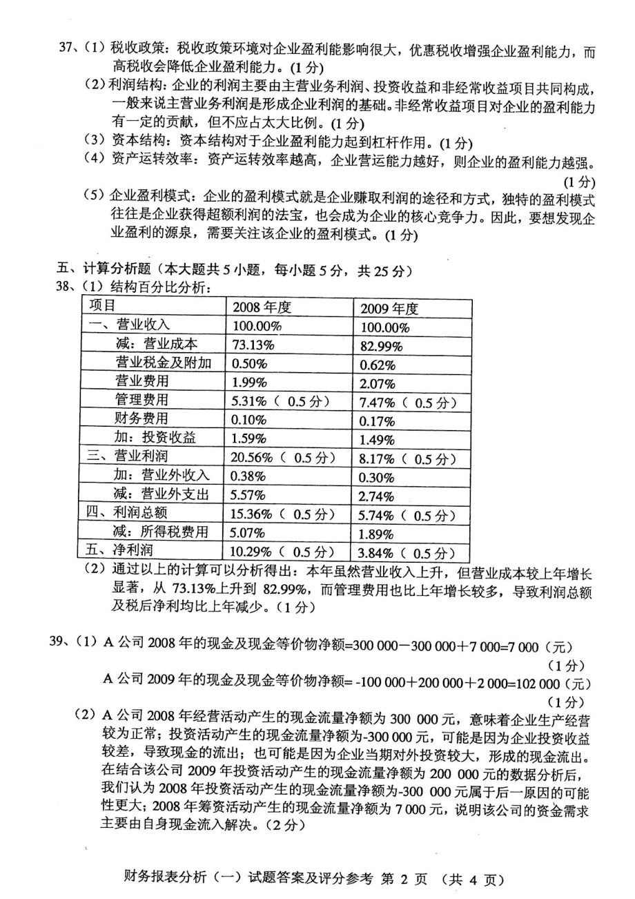 答案10月自学考试财务的报表分析.doc_第2页