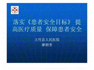 落实患者安全目标提高医疗质量保障患者安全.ppt.ppt