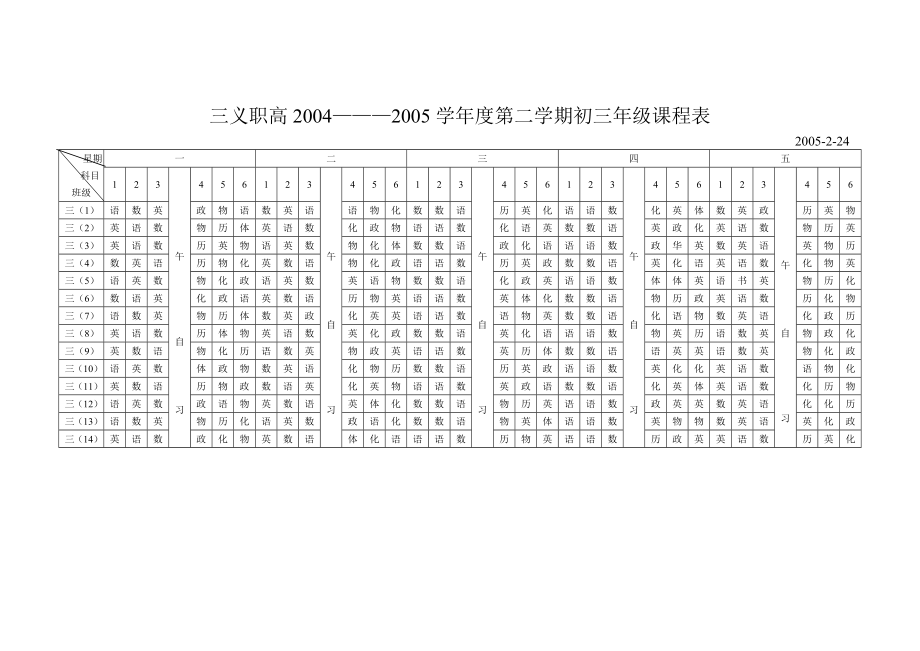 三义职高0405初三课程表2.doc_第1页