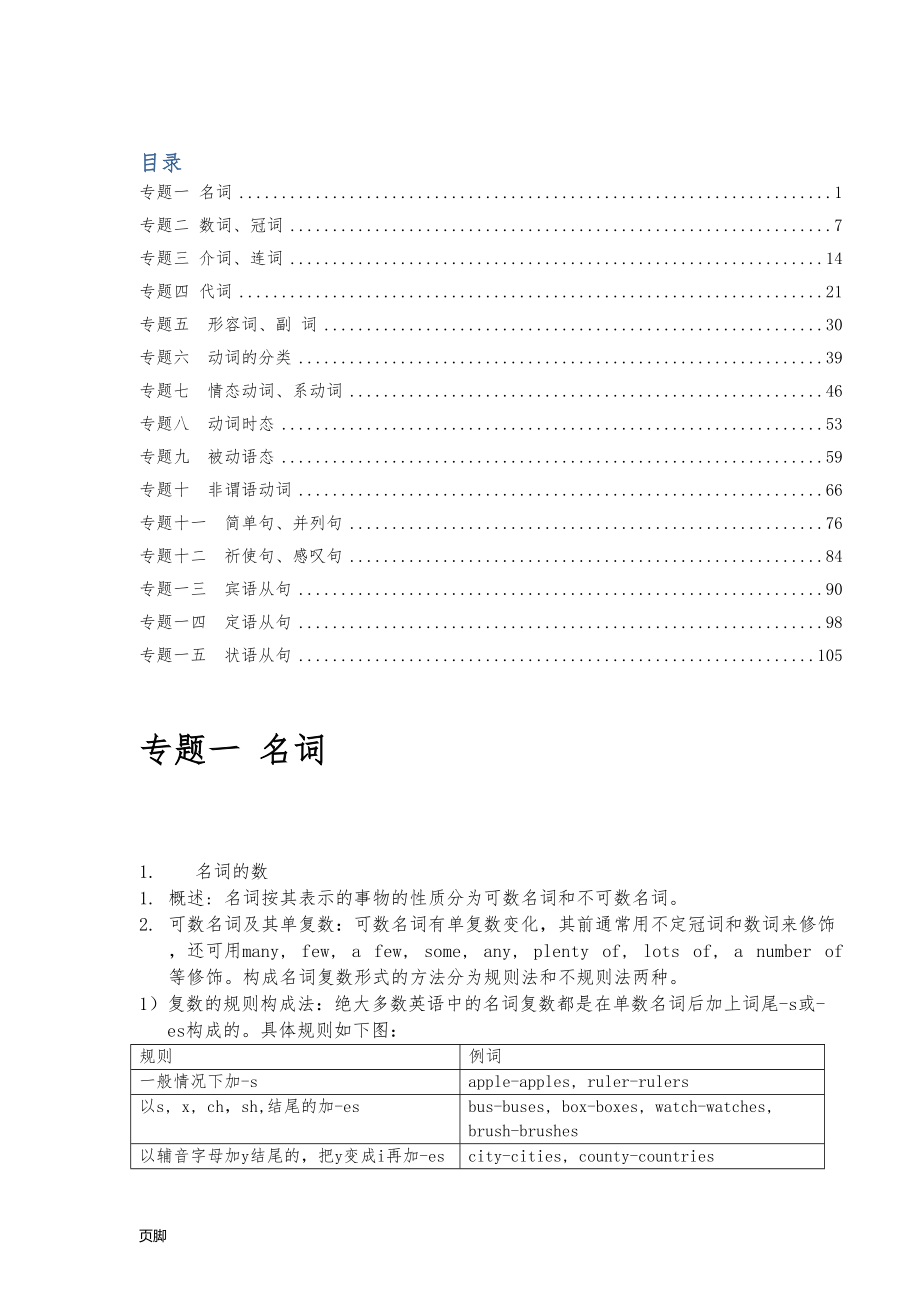 初中英语语法15个专题汇总(带习题和答案)(DOC 88页).doc_第1页