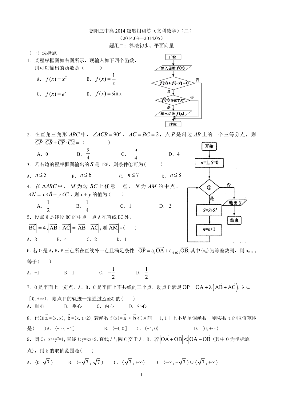 德阳三中高2014级题组训练（二）.doc_第1页