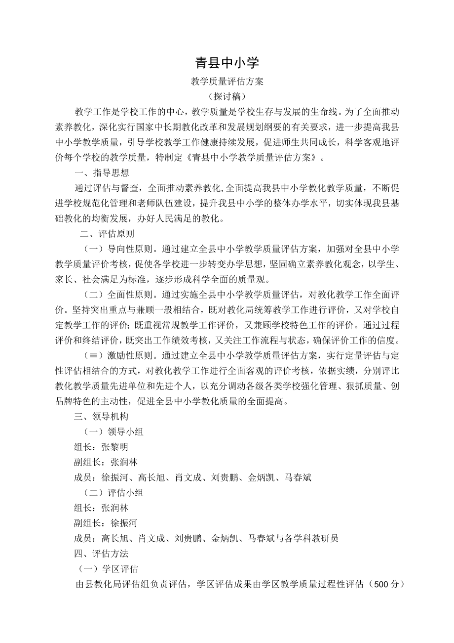 青县中小学教学质量评估方案.docx_第1页