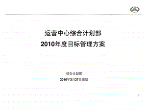 运营中心综合计划部目标管理方案.ppt