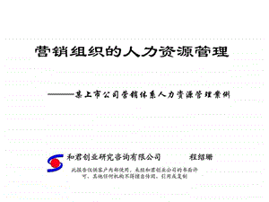 营销组织的人力资源管理某上市公司营销体系人力资源管理案例.ppt