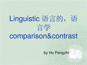 实用翻译lecture3linguisticcomparisonampcomtrast.ppt