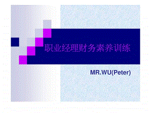 职业经理财务素养训练.ppt