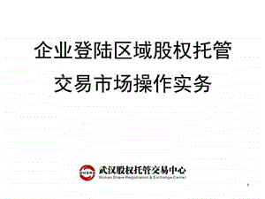 武汉股权托管交易中心企业挂牌与融资实务.ppt