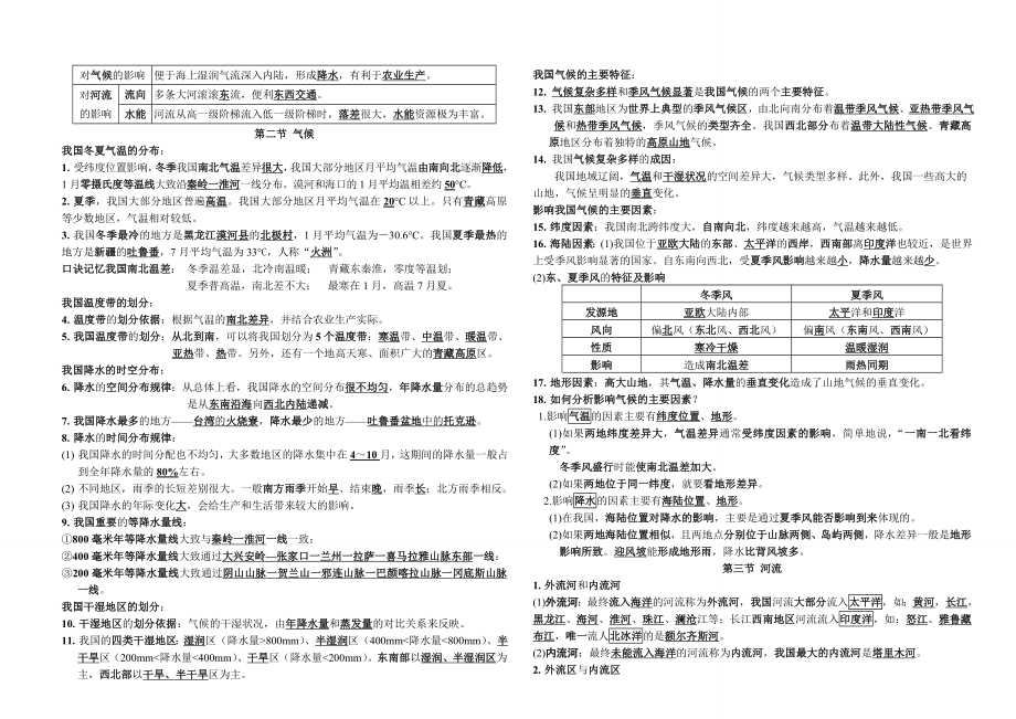 2020年人教版八年级地理-上册-全册知识点归纳.doc_第3页