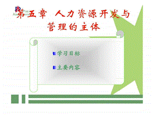 人力资源第五章人力资源开发与管理的主体.ppt