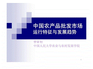 中国人民大学农业与农村发展学院中国农产品批发市场运行特征与发展趋势.ppt