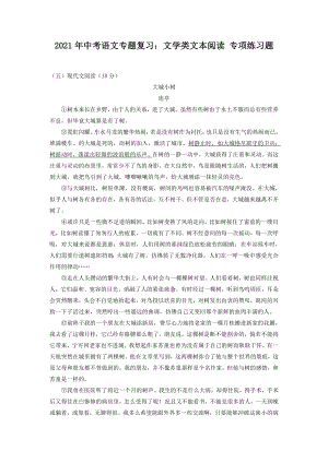 2021年中考语文专题复习：文学类文本阅读-专项练习题(含答案).doc