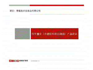 合肥伟华置业黄山公园综合体项目项目定位及产品建议.ppt