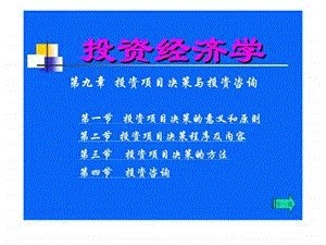 投资经济学第九章投资项目决策与投资咨询.ppt