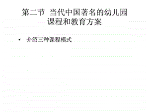 当代中国著名的幼儿园课程和教育方案.ppt.ppt