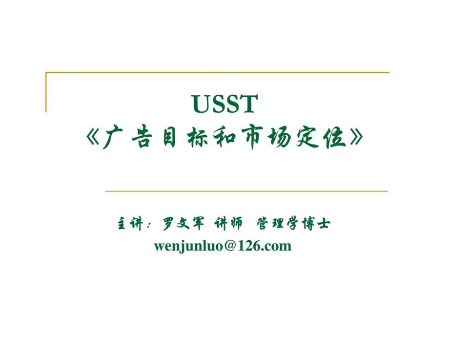 USST广告目标和市场定位.ppt_第1页