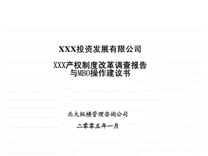 XXX投资发展有限公司XXX产权制度改革调查报告与MBO操作建议书.ppt