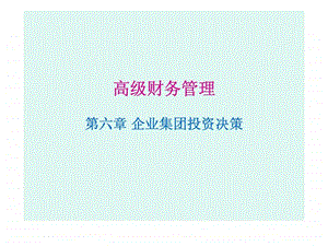 高级财务管理第六章企业集团投资决策.ppt