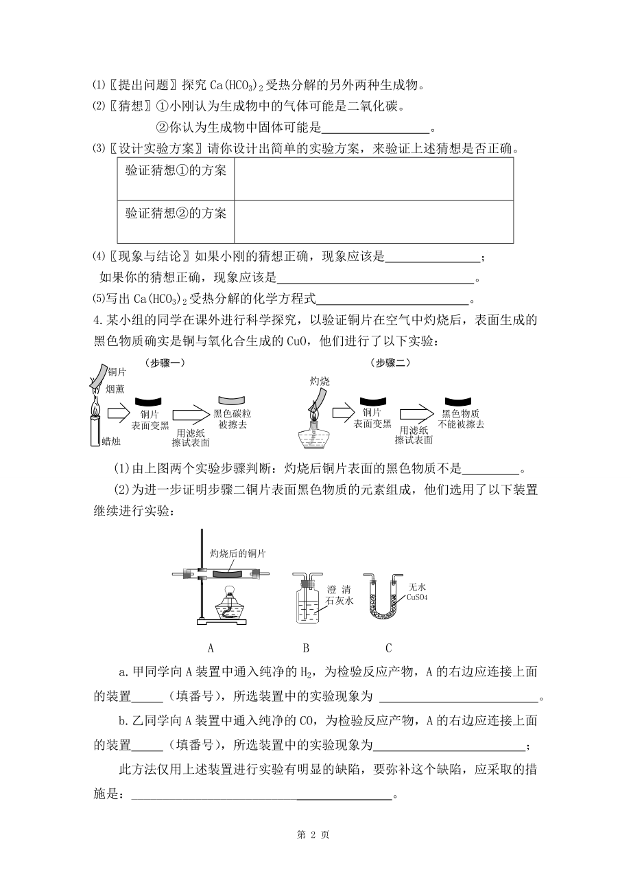 九年级化学专项练习(实验与探究题).doc_第2页