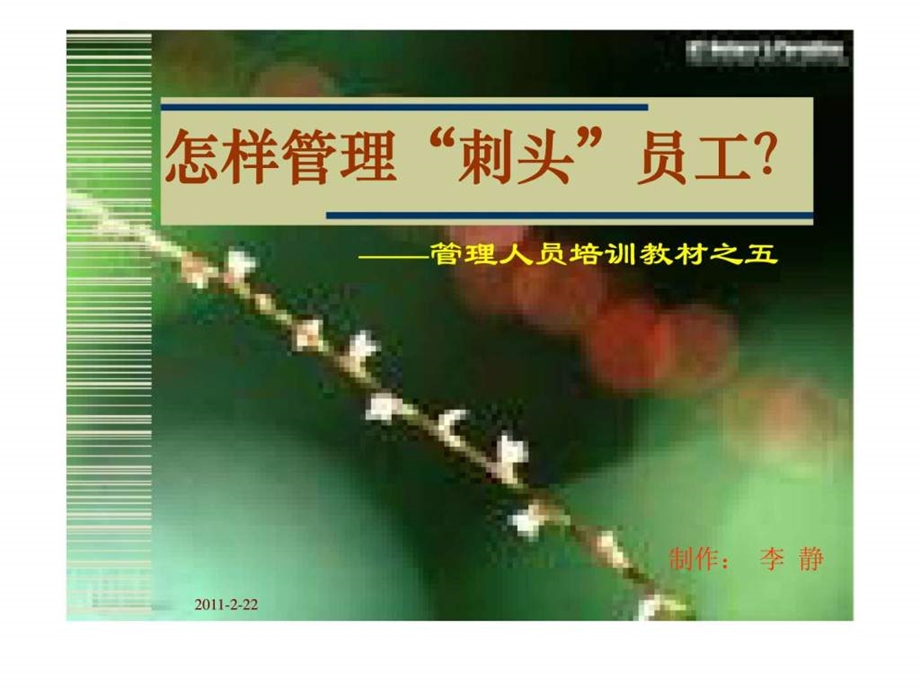 怎样管理刺头员工管理人员培训教材之五.ppt_第1页